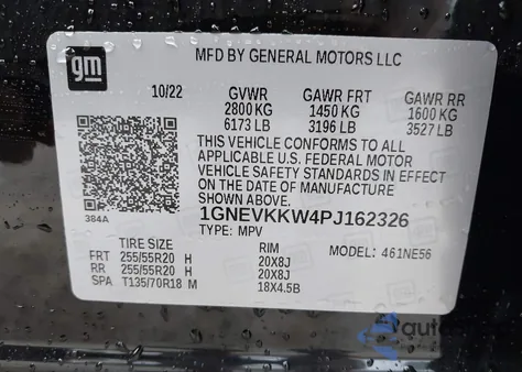 2023 Chevrolet Traverse Awd Premier from USA, damaged, VIN 1GNEVKKW4PJ162326